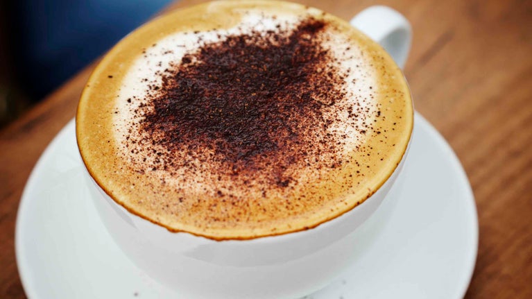 Cappucino in the Orangery restaurant at Cliveden, Buckinghamshire